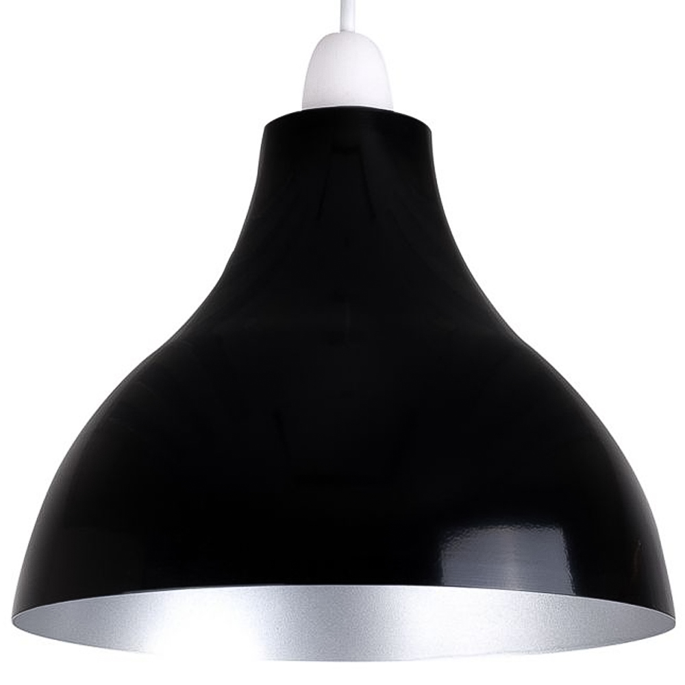 ValueLights Dexter Black and Silver Retro Pendant Shade Image 1