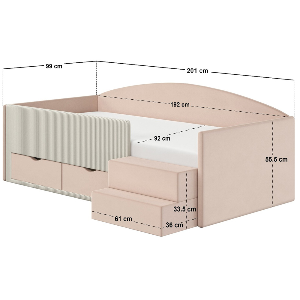 Flair Elisa Pink Velvet Storage Low Sleeper Bed with Beige Cord Image 9