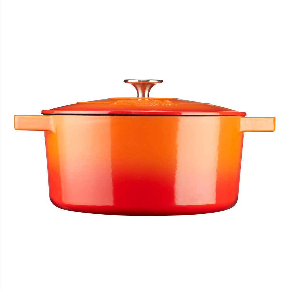 Cooks Professional 26cm Orange Cast Iron Casserole Dish with Lid Image 4
