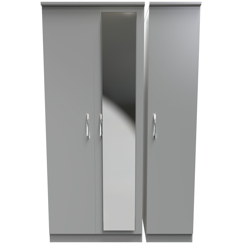Crowndale Avon 3 Door Dusk Grey Mirror Wardrobe Ready Assembled Image 2