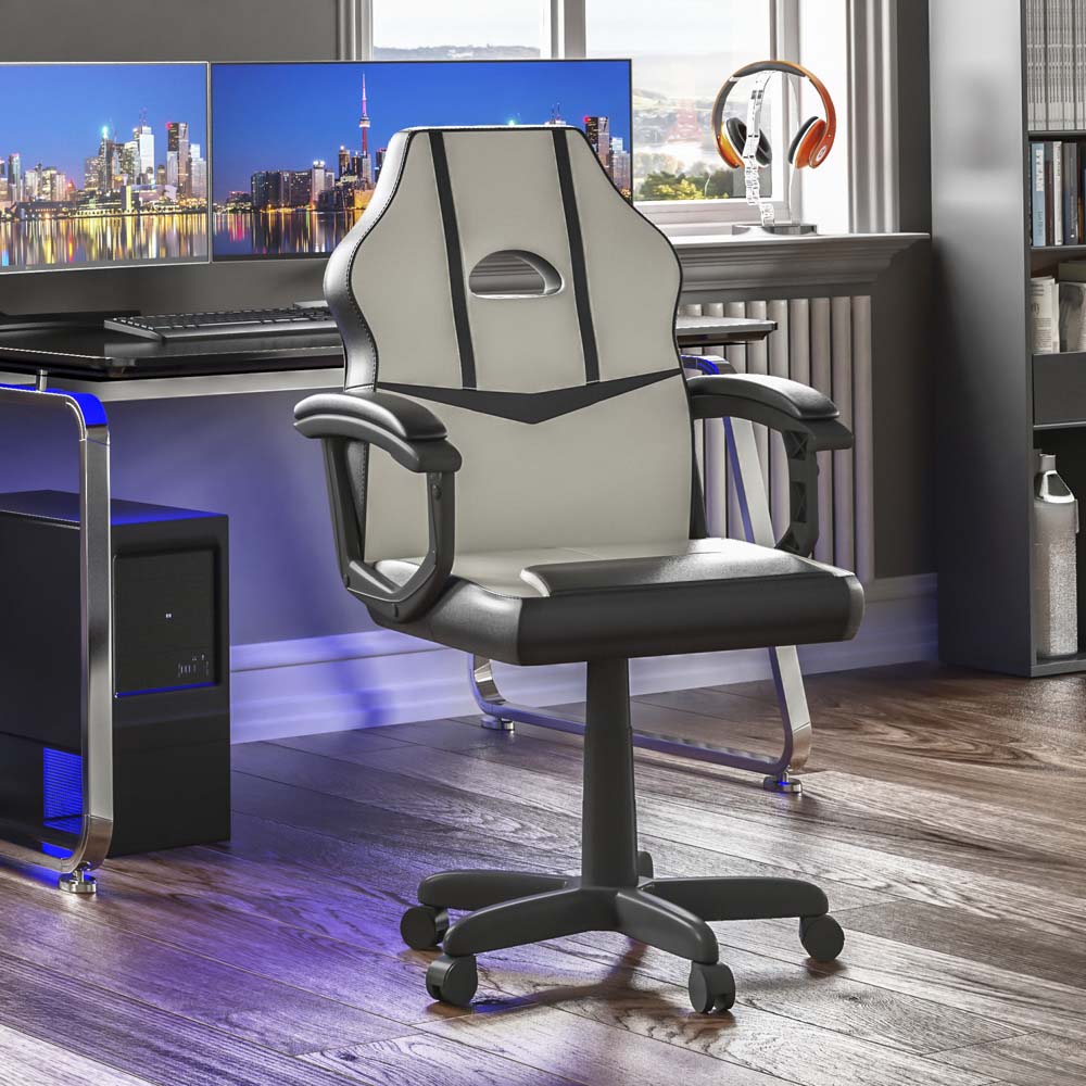 Vida Designs Comet White and Black Swivel Office Chair Image 7