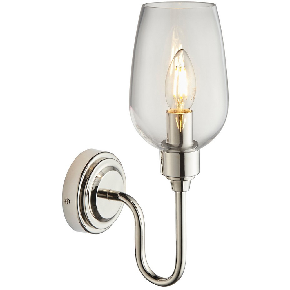 Merano Livorno Clear Glass Bright Nickel Plate Wall Lamp Image 3