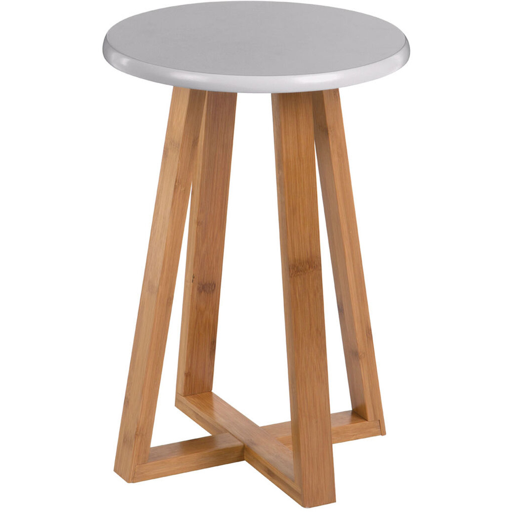 Premier Housewares Viborg Grey and Natural Bamboo Round Stool Image 2