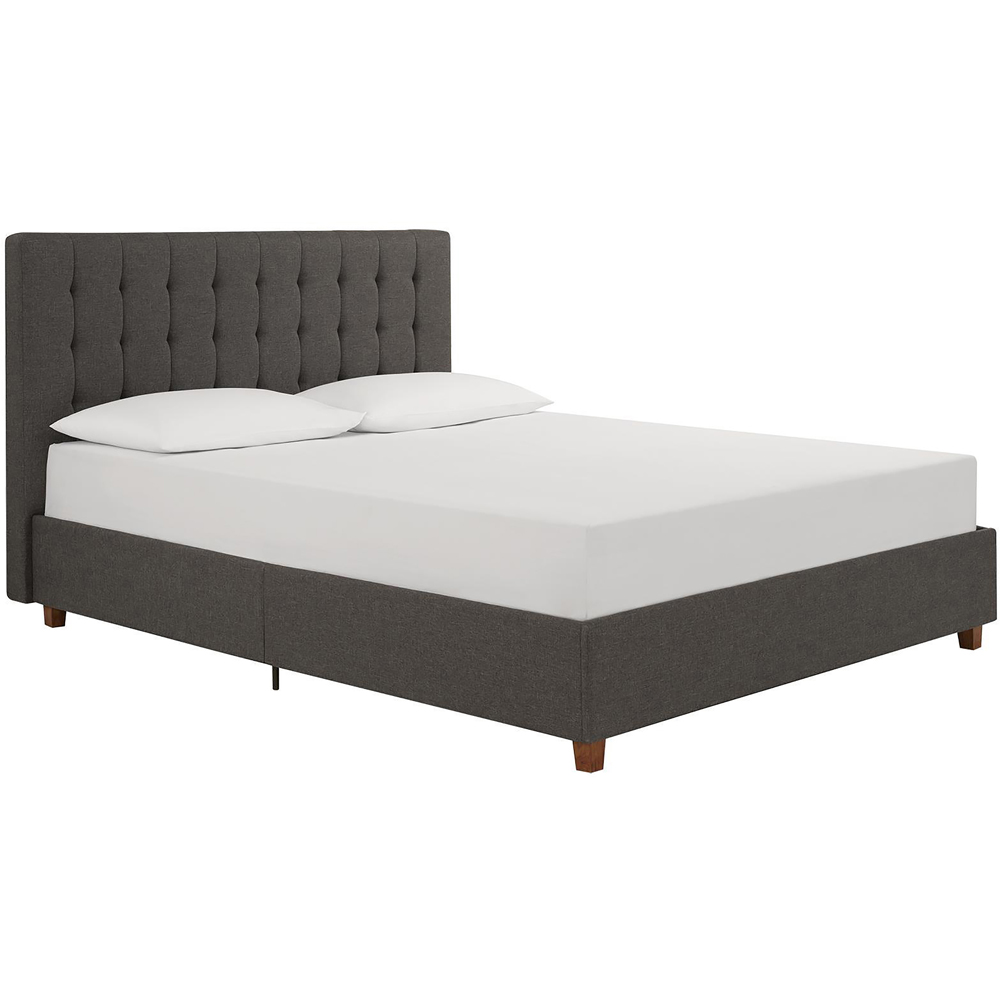 Dorel Emily King Size Upholstered Brown Linen Bed Image 2