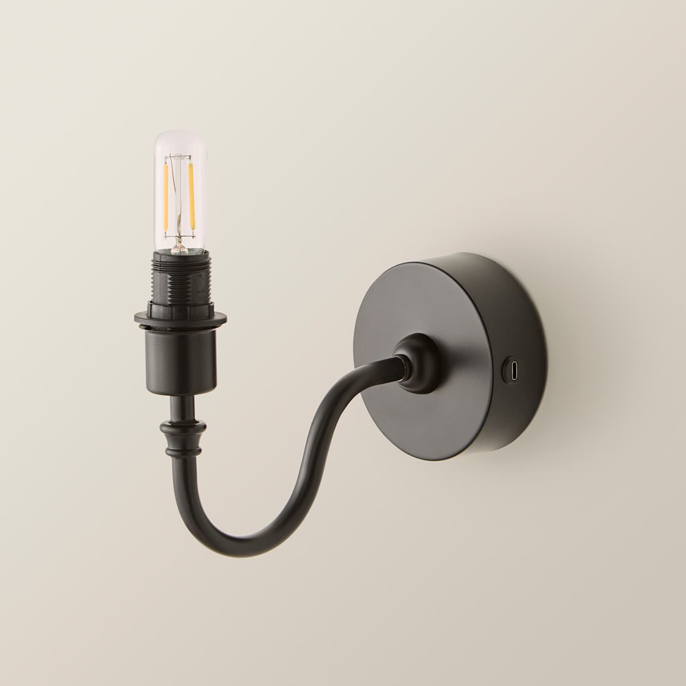 ValueLights Lowe Matte Black Metal Portable Rechargeable Wall Light Base with Bulb Image 3
