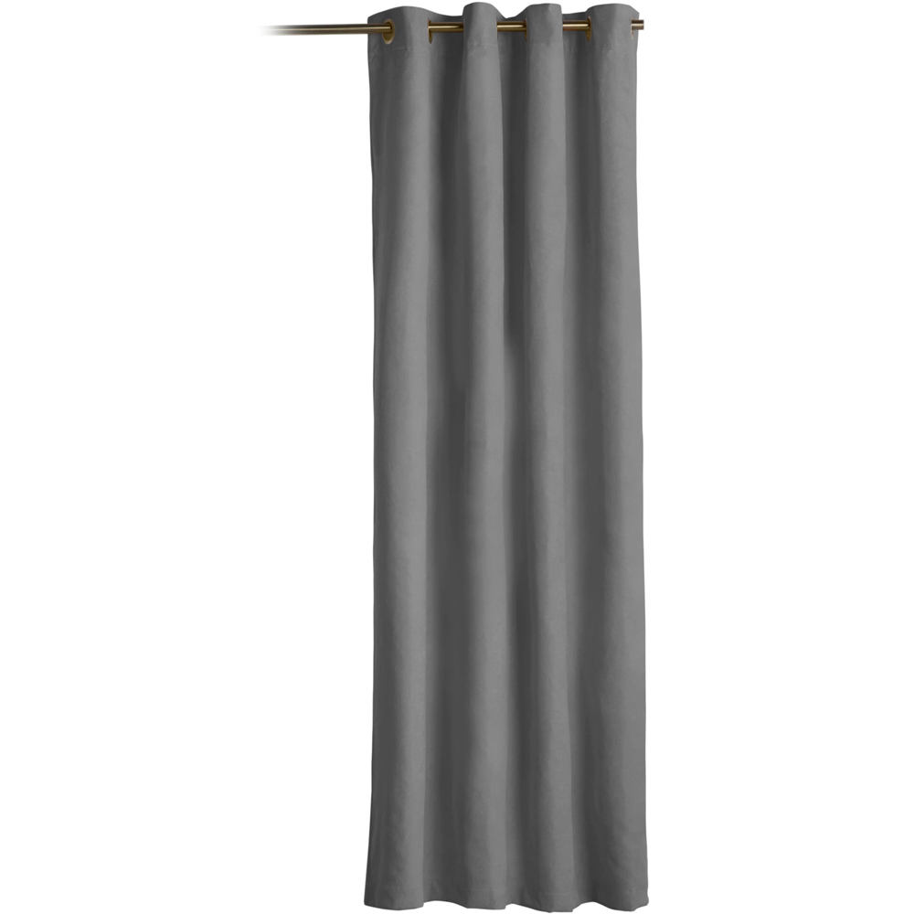 Alan Symonds Slate Velvet Chenille Blackout Ring Top Eyelet Curtains 137 x 213cm Image 2