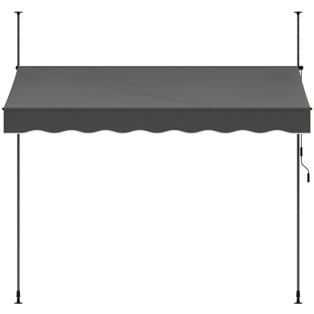 Living and Home Grey Wavy Valance Retractable Height Adjustable Awning 3m Image 2