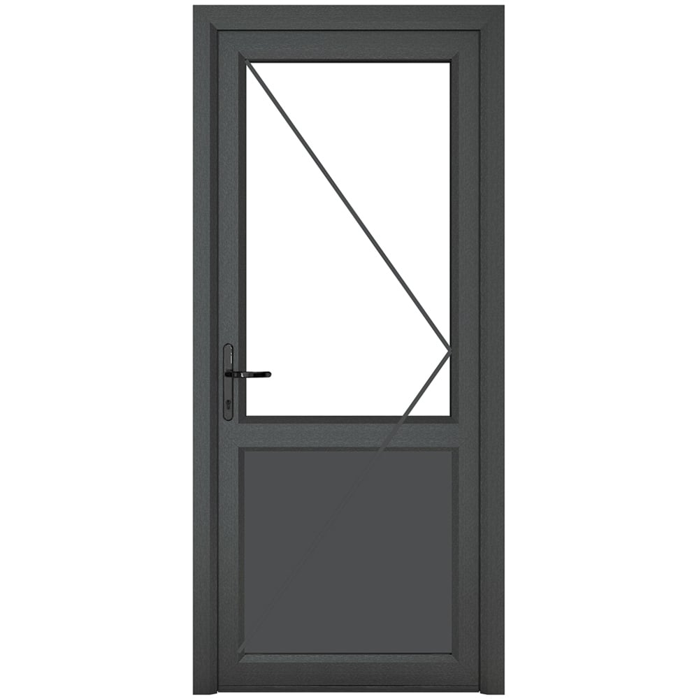 Crystal uPVC Triple Glazed Door Half Glass Half panel Right hand Grey White Clear Glass 920x2090mm Image 2