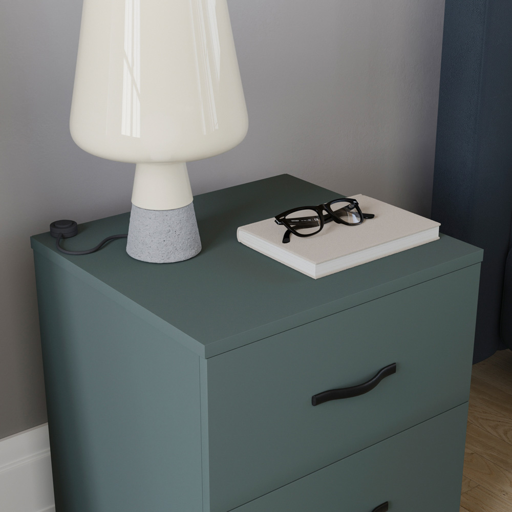 Vida Designs Riano 2 Drawer Jasper Green Bedside Table Image 4