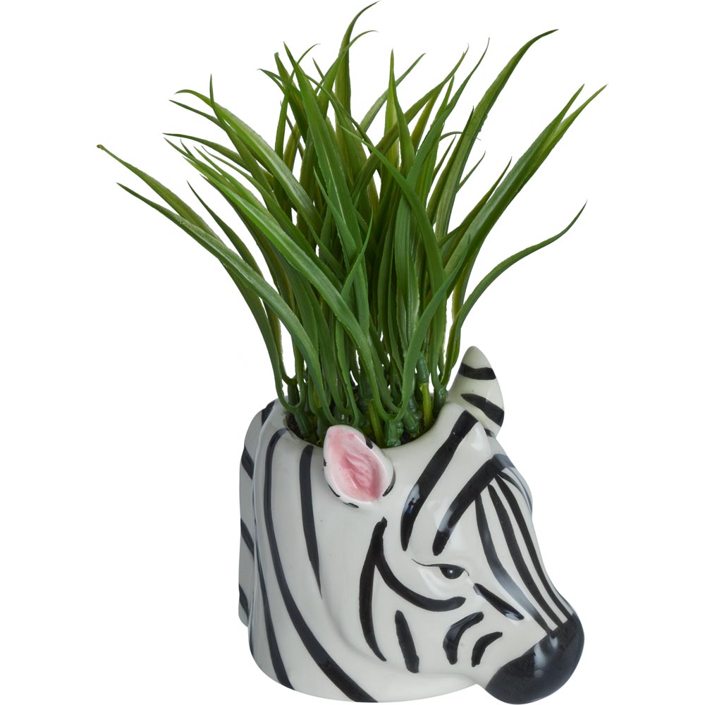 Wilko Faux Air Grass in Zebra Head Planter Image 3