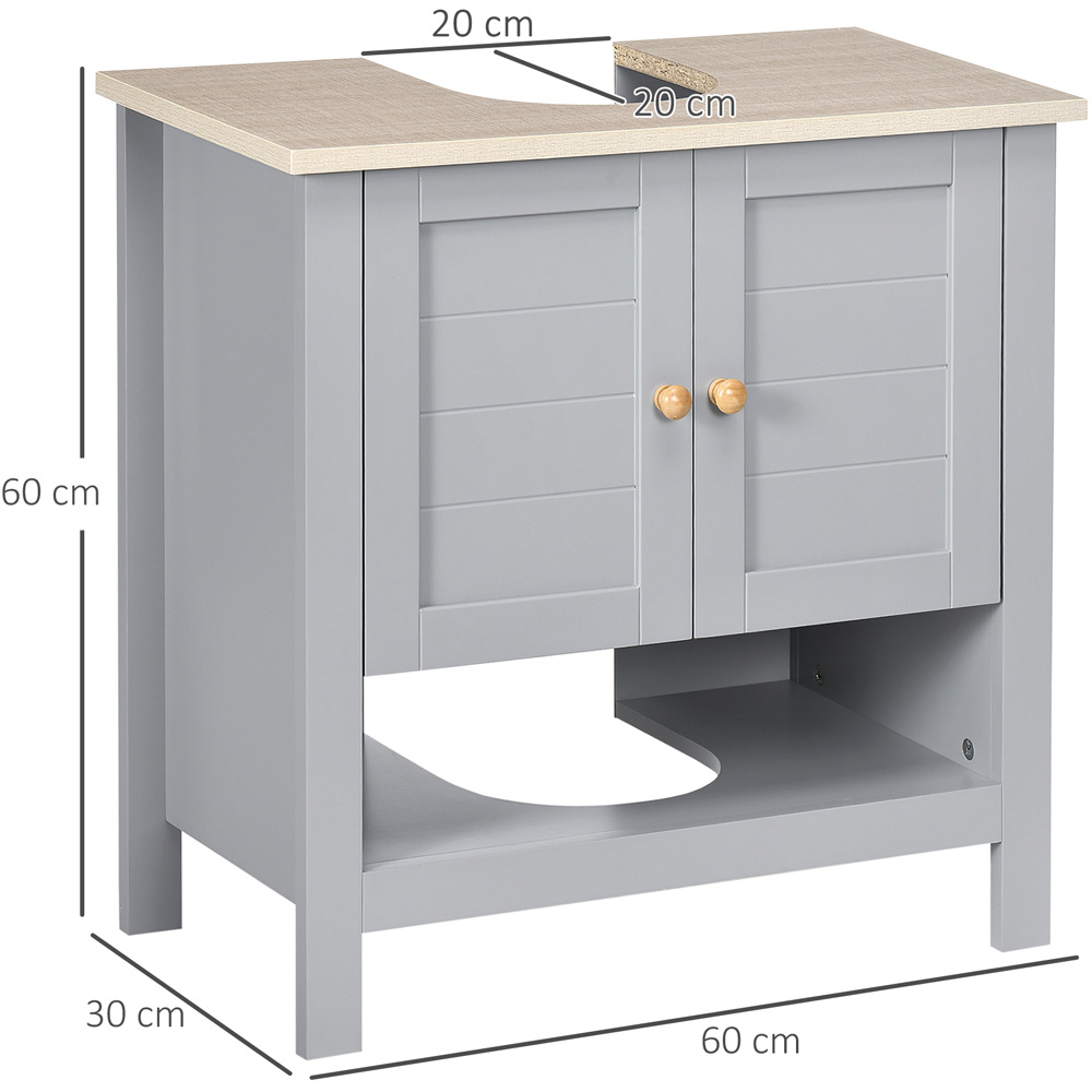 Kleankin 2 Door White and Grey Bathroom Under Sink Cabinet Image 9