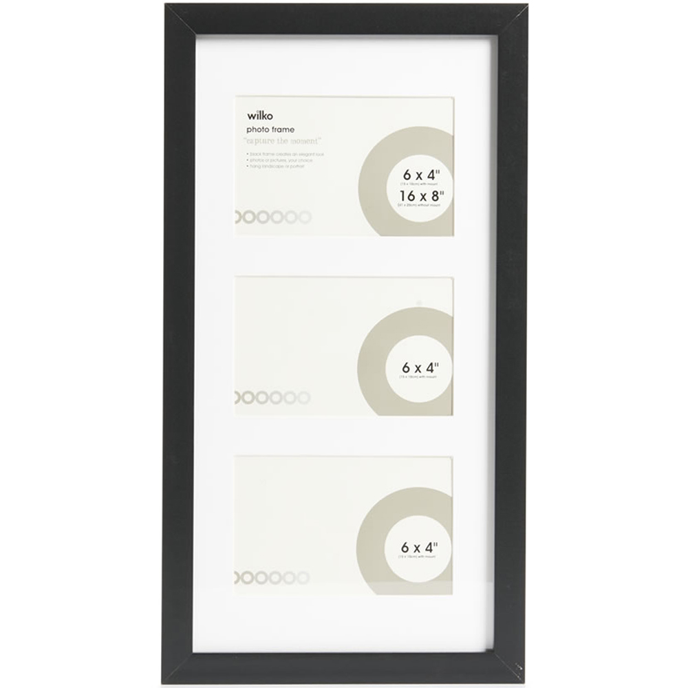 Wilko 3 Multi Aperture Black Photo Frame 6 x 4 Inch Image 1