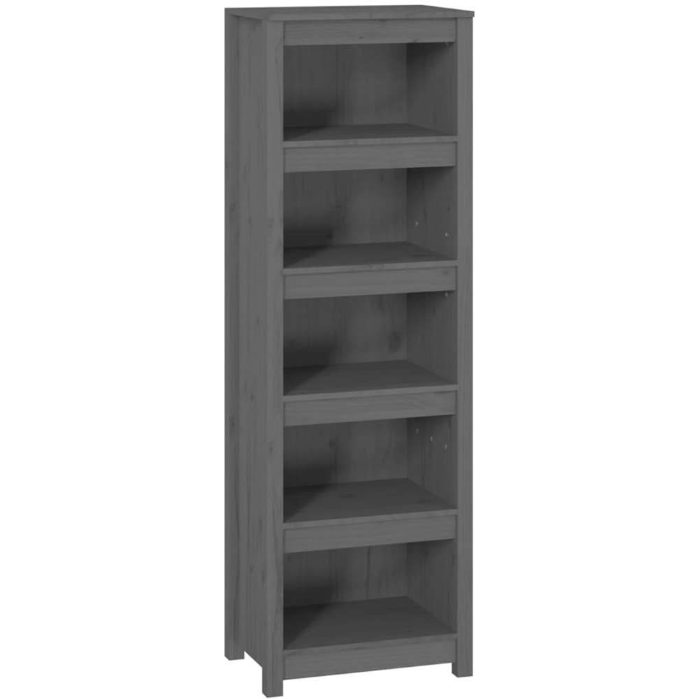vidaXL 5 Shelf Grey Solid Pine Wood Bookcase Image 2
