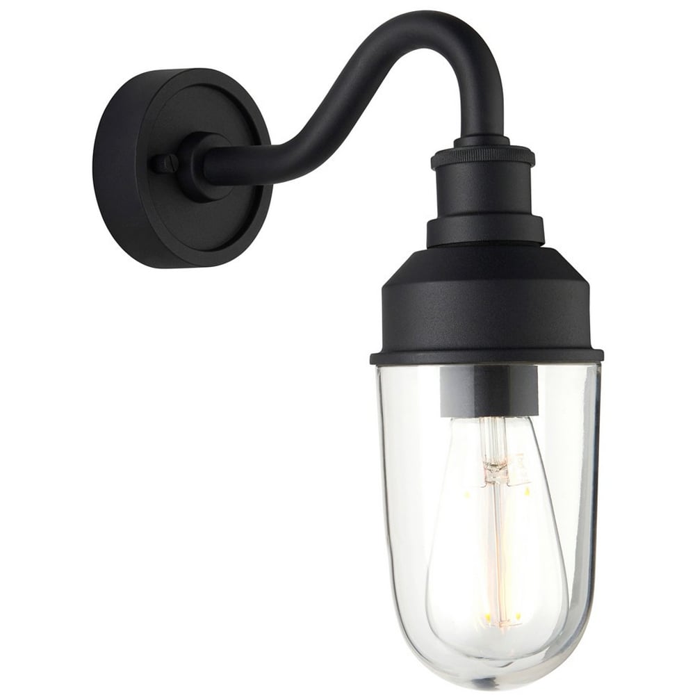 Merano Monza Matt Black Clear Glass Outdoor Wall Lantern Image 3