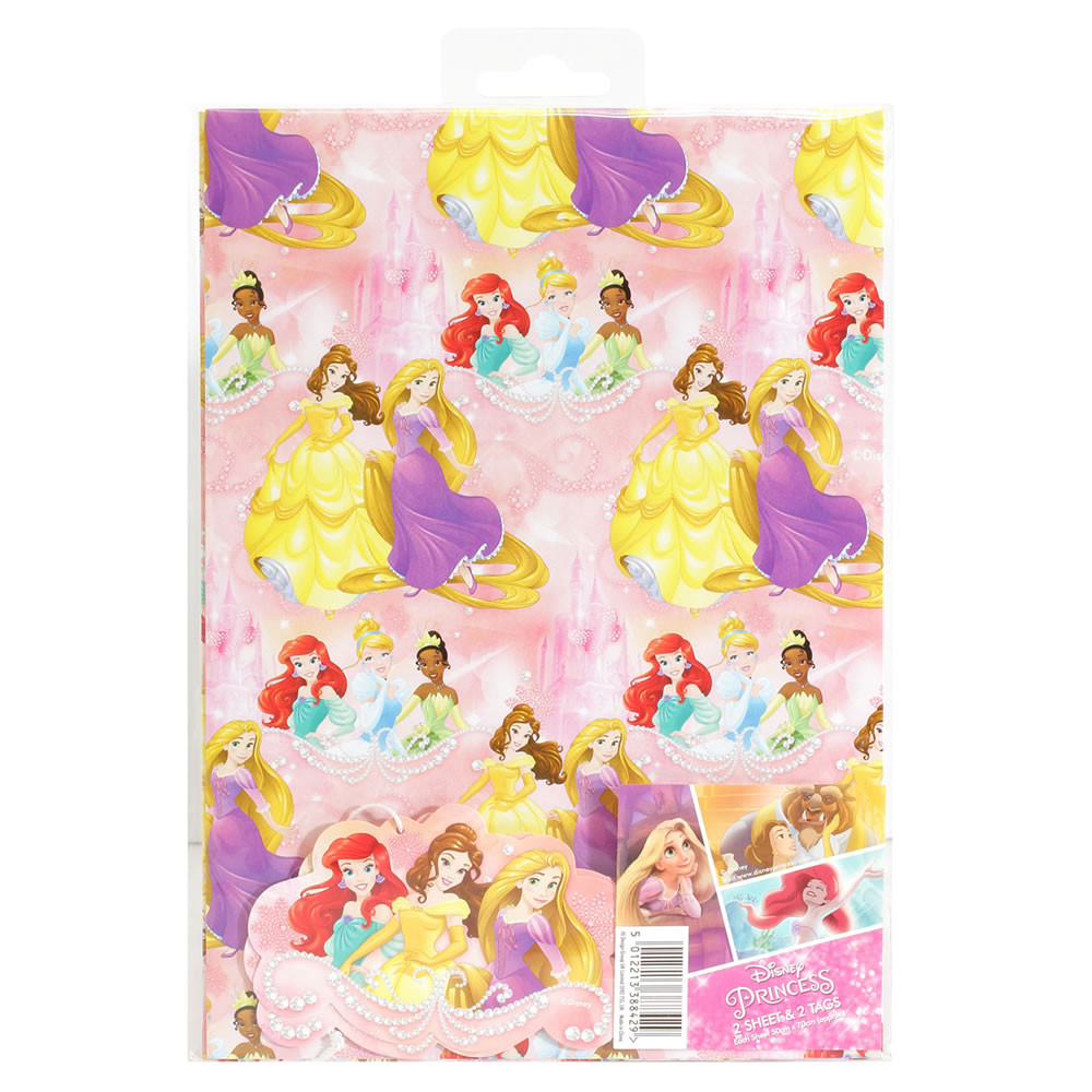 Disney Princess Gift Wrap 2 Sheets and 2 Tags Image 1