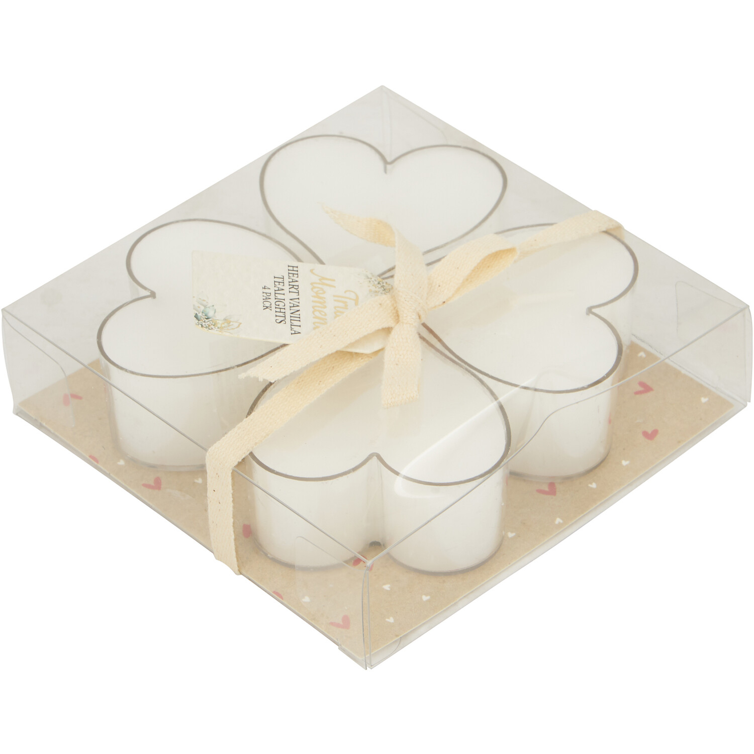 Pack of 4 Heart Vanilla Tealights - White Image 1