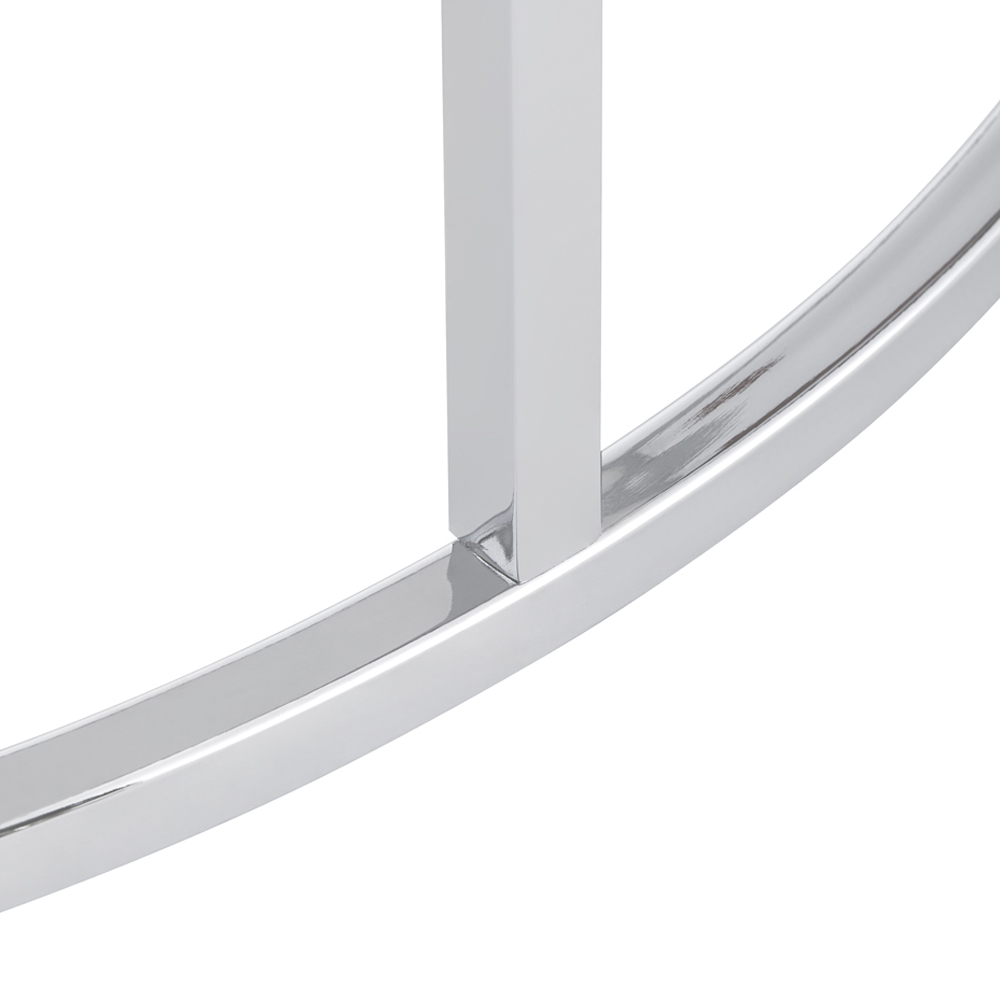 Circular Coffee Table With Silver Metal Frame and Wood White Tabletop Image 5