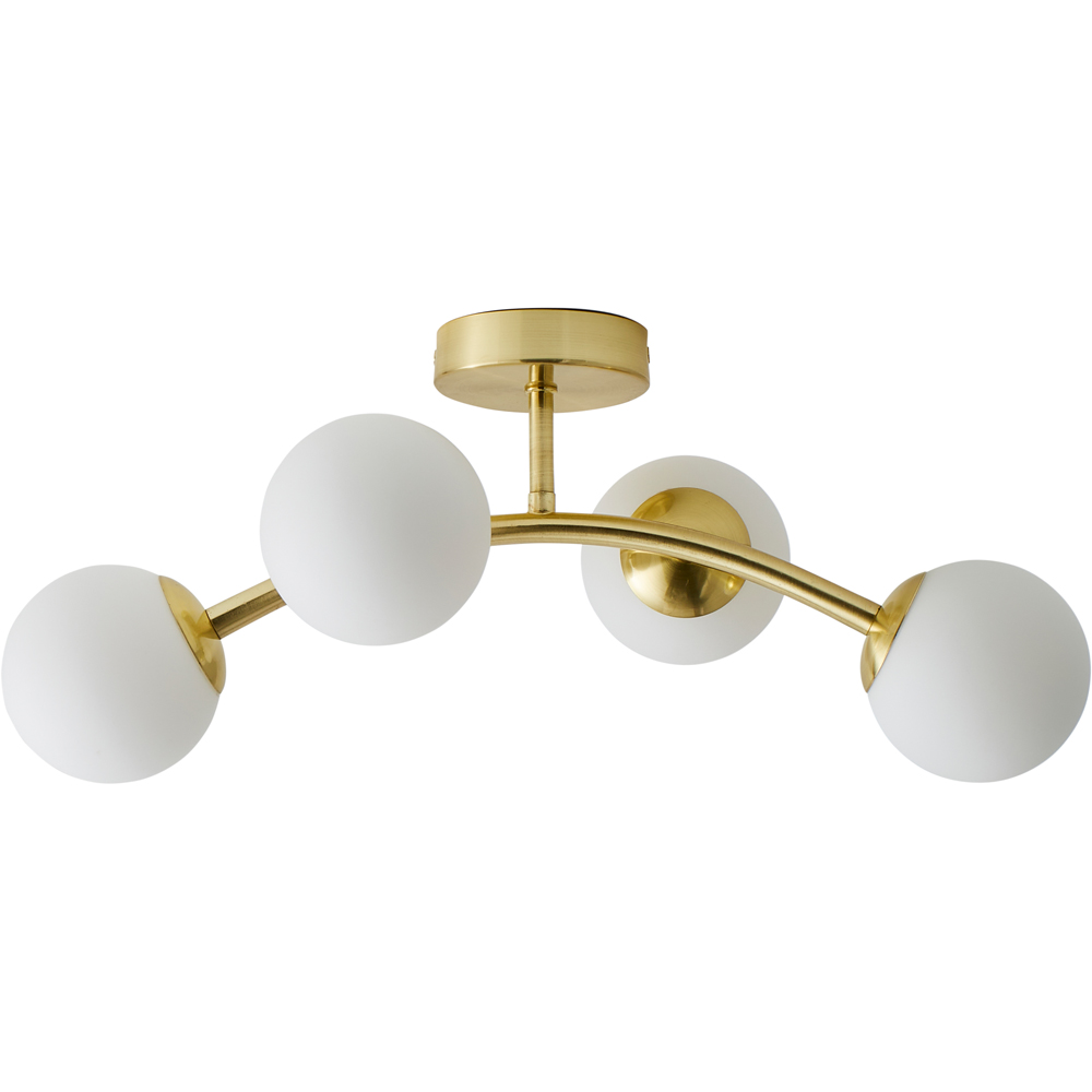ValueLights Jas Gold 4 Way Opal White Frosted Glass Globe Shade LED Ceiling Light Image 1