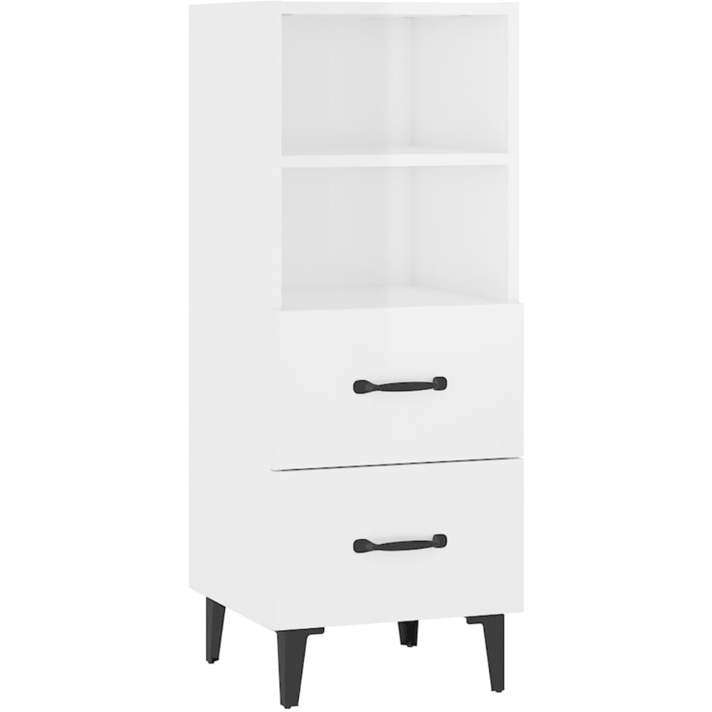 vidaXL 2 Drawer 2 Shelf High Gloss White Sideboard Image 2