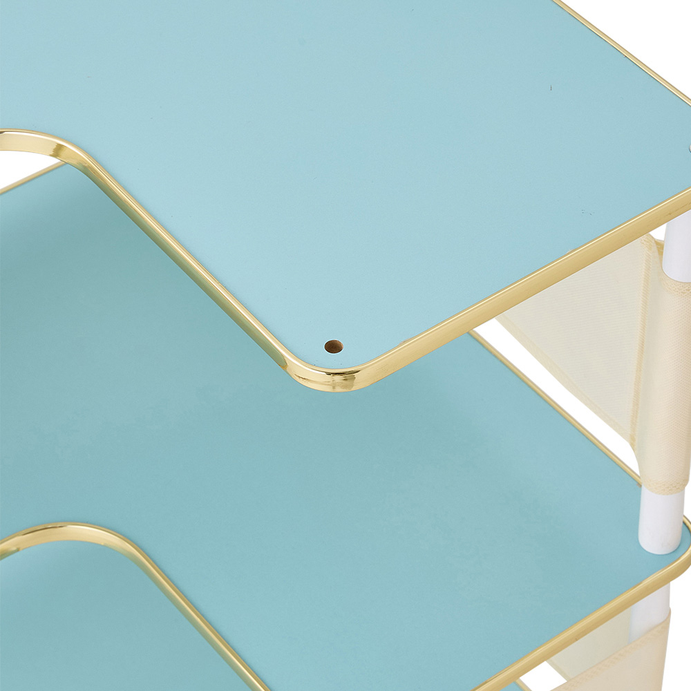 Living and Home 6 Shelf White and Blue L-Shaped Corner Bookcase Image 6