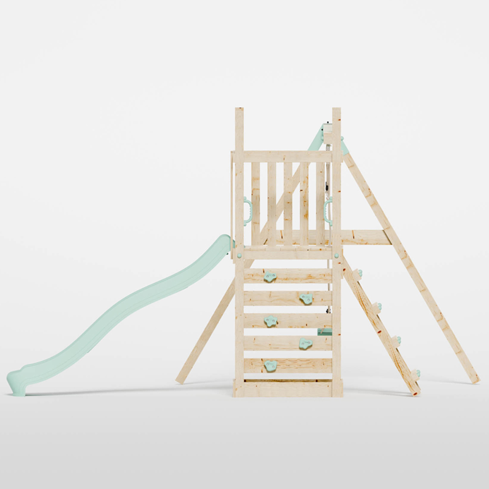 Mercia Mountain Climbing Frame Play Tower with Slide and Double Swing Image 5