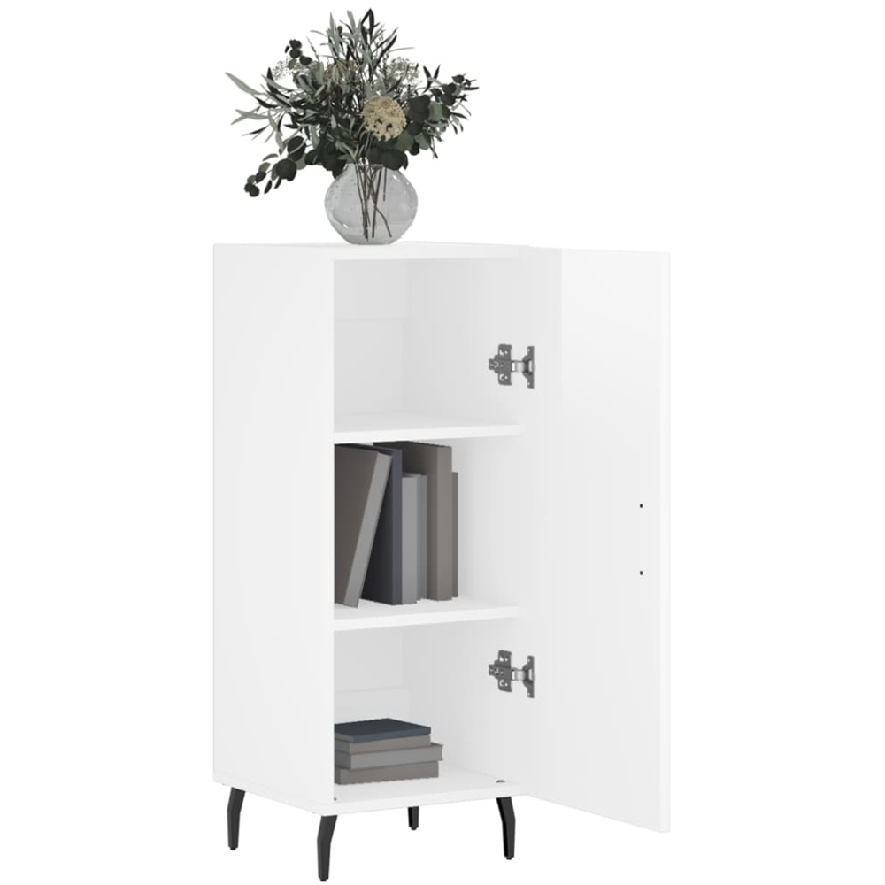 vidaXL Single Door High Gloss White Sideboard Image 4