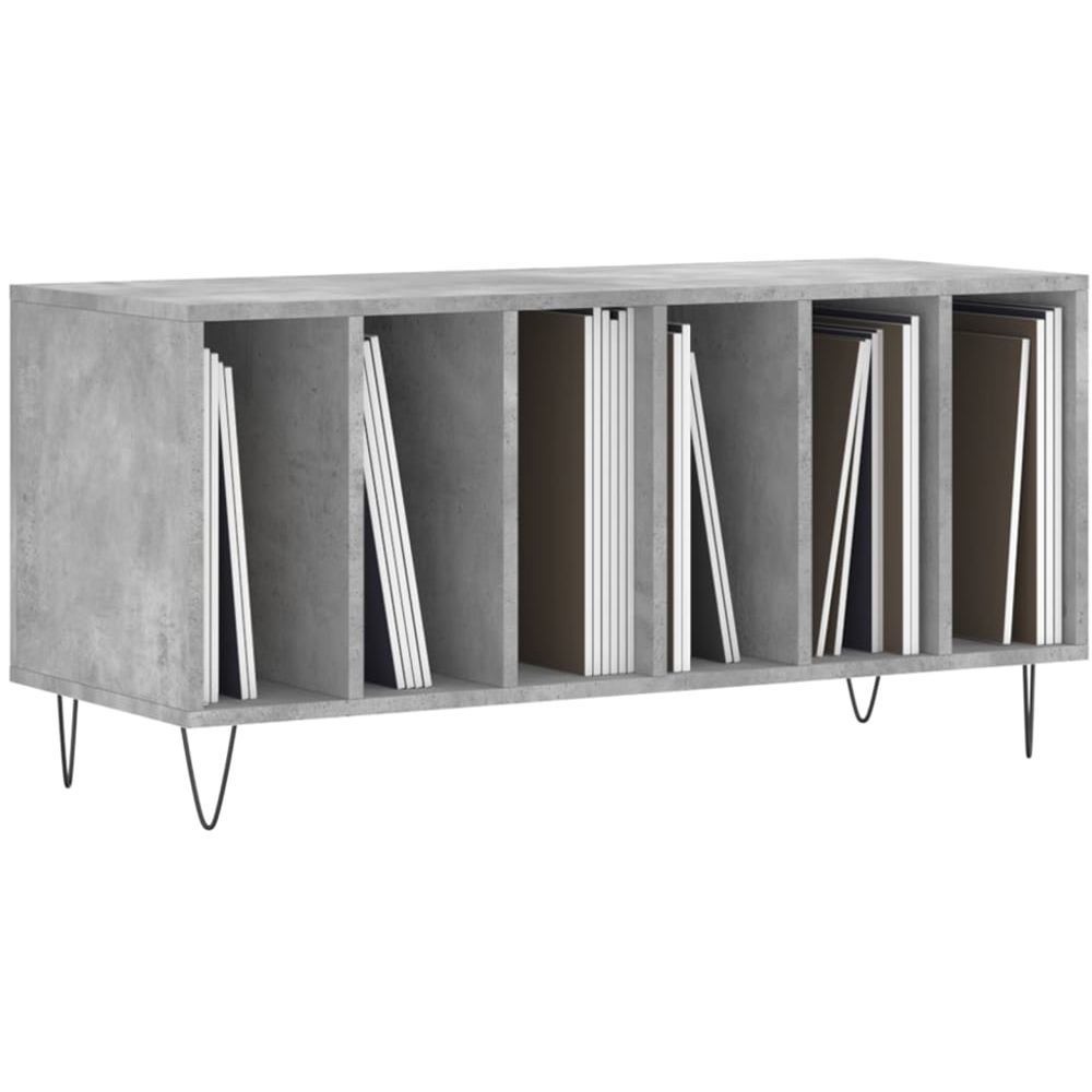 vidaXL 6 Shelf Concrete Grey Record Cabinet Image 3