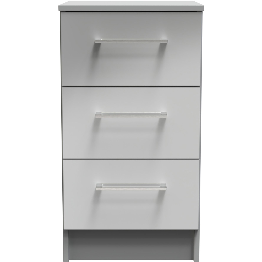 Crowndale Worcester 3 Drawer Uniform Gloss and Dusk Grey Bedside Table Ready Assembled Image 3