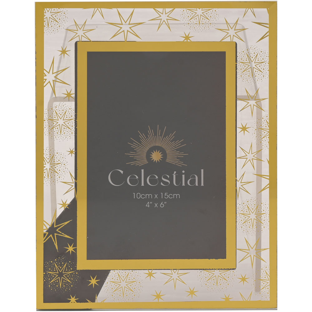 The Christmas Gift Co Celestial Gold Glass Photo Frame 4 x 6 inch Image 1