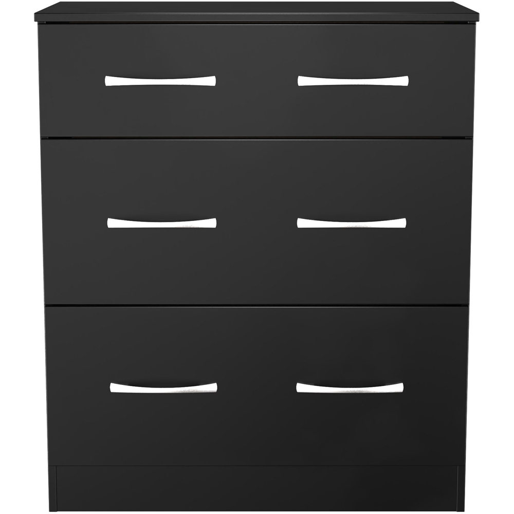 Crowndale Avon 3 Drawer Matt Black Deep Chest of Drawers Ready Assembled Image 2