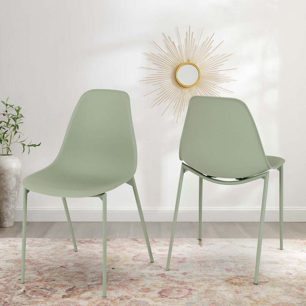 Seconique Lindon Set of 2 Green Dining Chairs Image 1