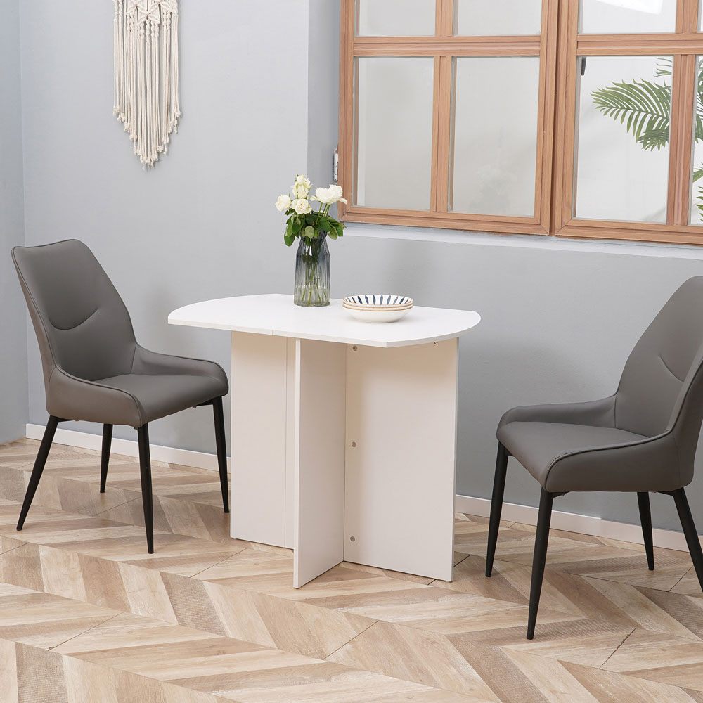 HOMCOM 4 Seater White Drop Leaf Dining Table Image 7