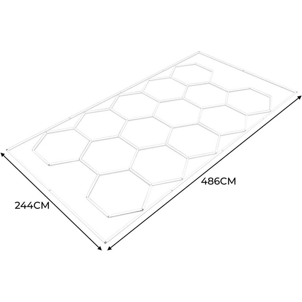 MonsterShop 120 Black and 120 Grey Vented Garage Floor Tiles with Edges and 2 x 14 Hexagon LED Light Image 6