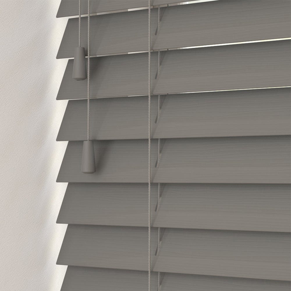 Caecus Faux Wood String Venetian Blind Dark Grey 60 x 120cm Image 1