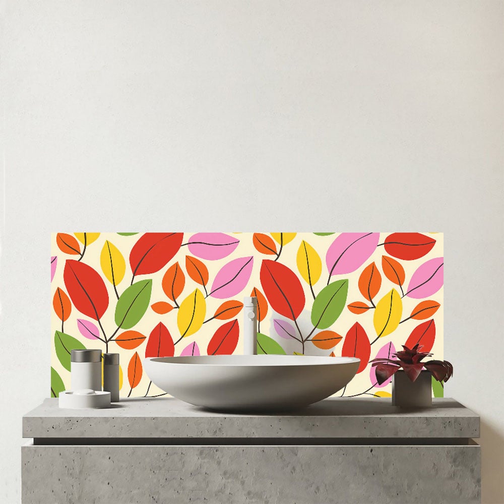 Warren Reed Designer Autumn Leaves Glass Bathroom Splashback 25 x 60cm Image 1