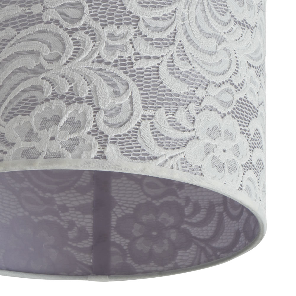 Wilko 30cm Lace Drum Grey Light Shade Wilko