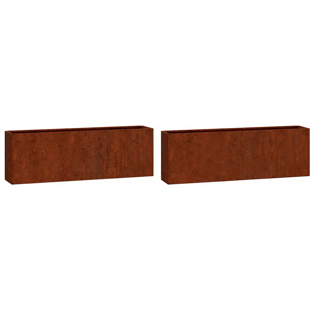 vidaXL Brown Corten Steel Garden Wall Planter 17 x 53 x 10cm 2 Pack Image 5