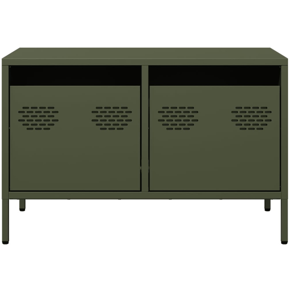 vidaXL 2 Drawer Olive Green Cold-Rolled Steel TV Cabinet Image 4
