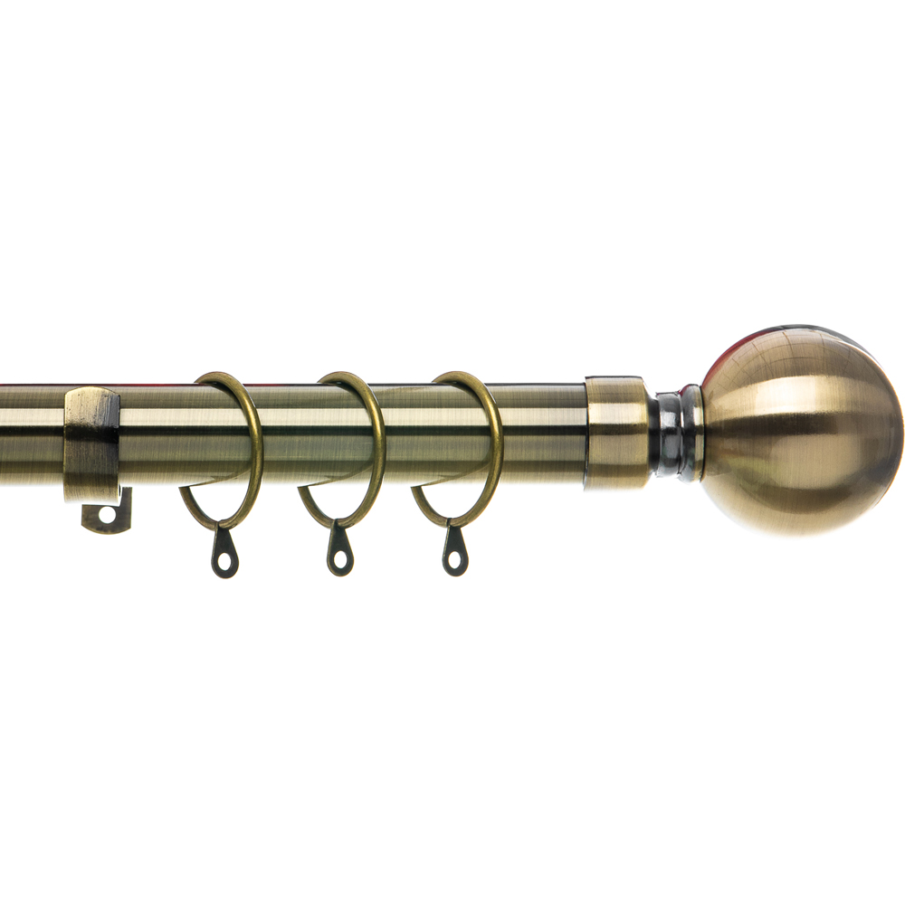 Home Treats 40 to 218cm Extendable Brass Metal Round Curtain Pole Image 1