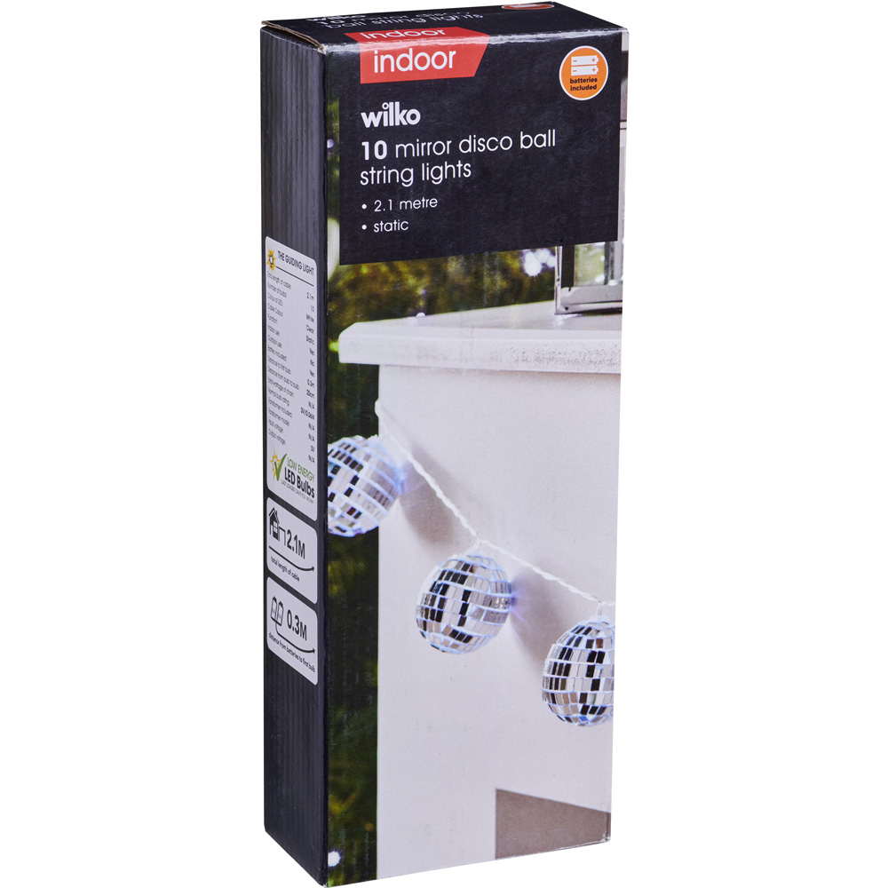 Wilko 10 B/O Mirror Disco Ball String Lights Image 5