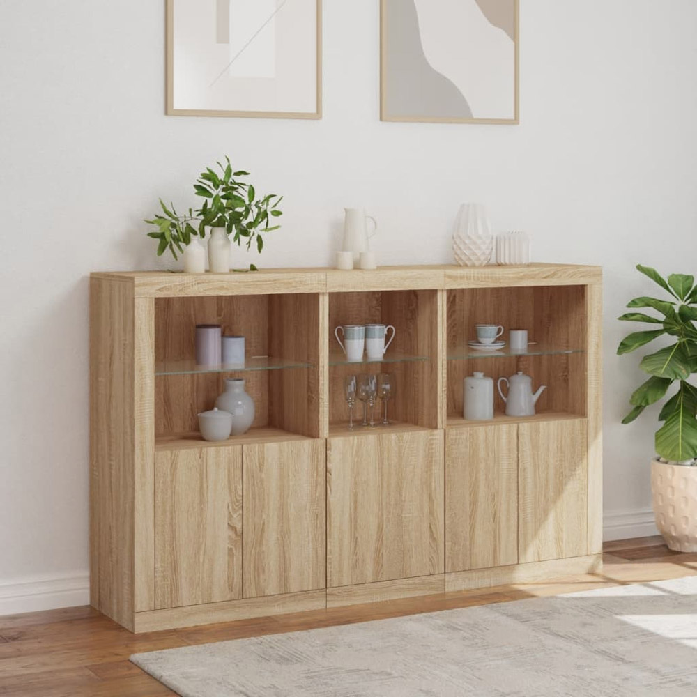 vidaXL 6 Door 6 Shelf Sonoma Oak Large Sideboard Image 4