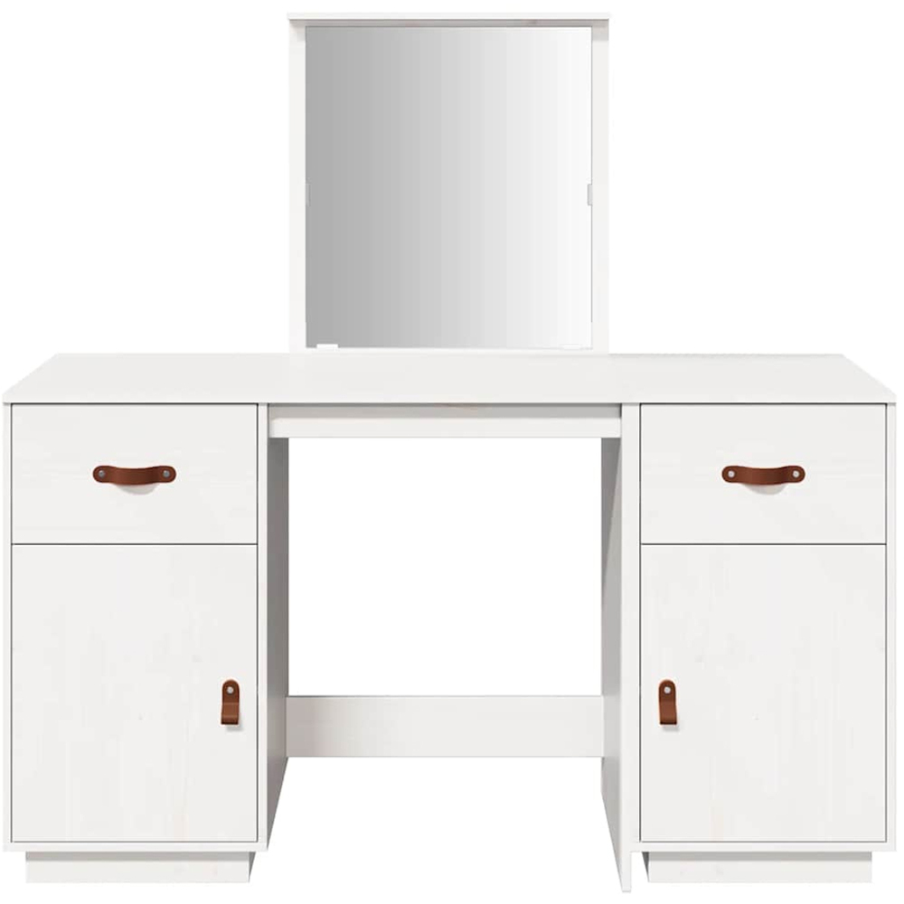 vidaXL 2 Door 2 Drawer White Dressing Table and Stool Set with Mirror Image 5