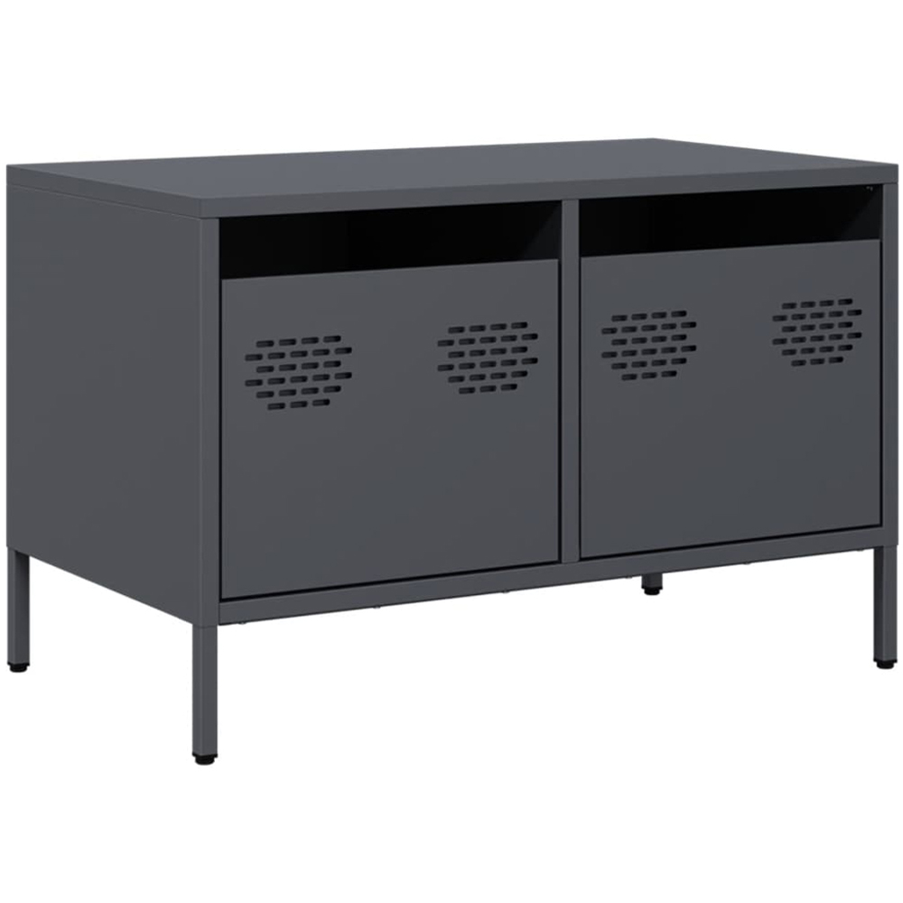 vidaXL 2 Drawer Anthracite Cold-Rolled Steel TV Cabinet Image 2