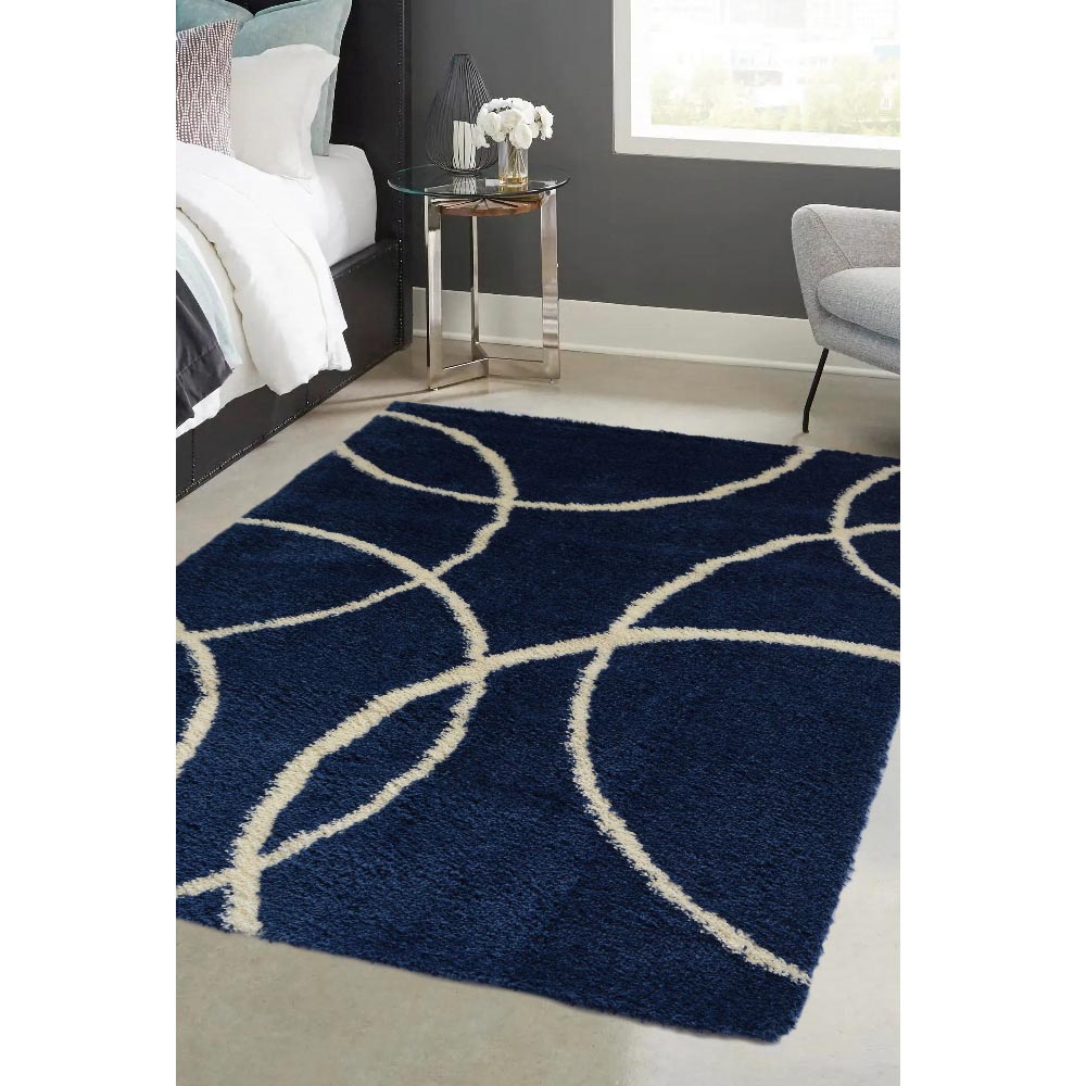 Homemaker Navy and Ivory Bubbles Snug Shaggy Rug 120 x 170cm Image 4