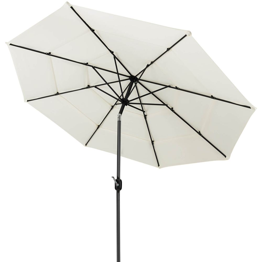 Costway Beige Crank and Tilt Double Vented Parasol 3m Image 1