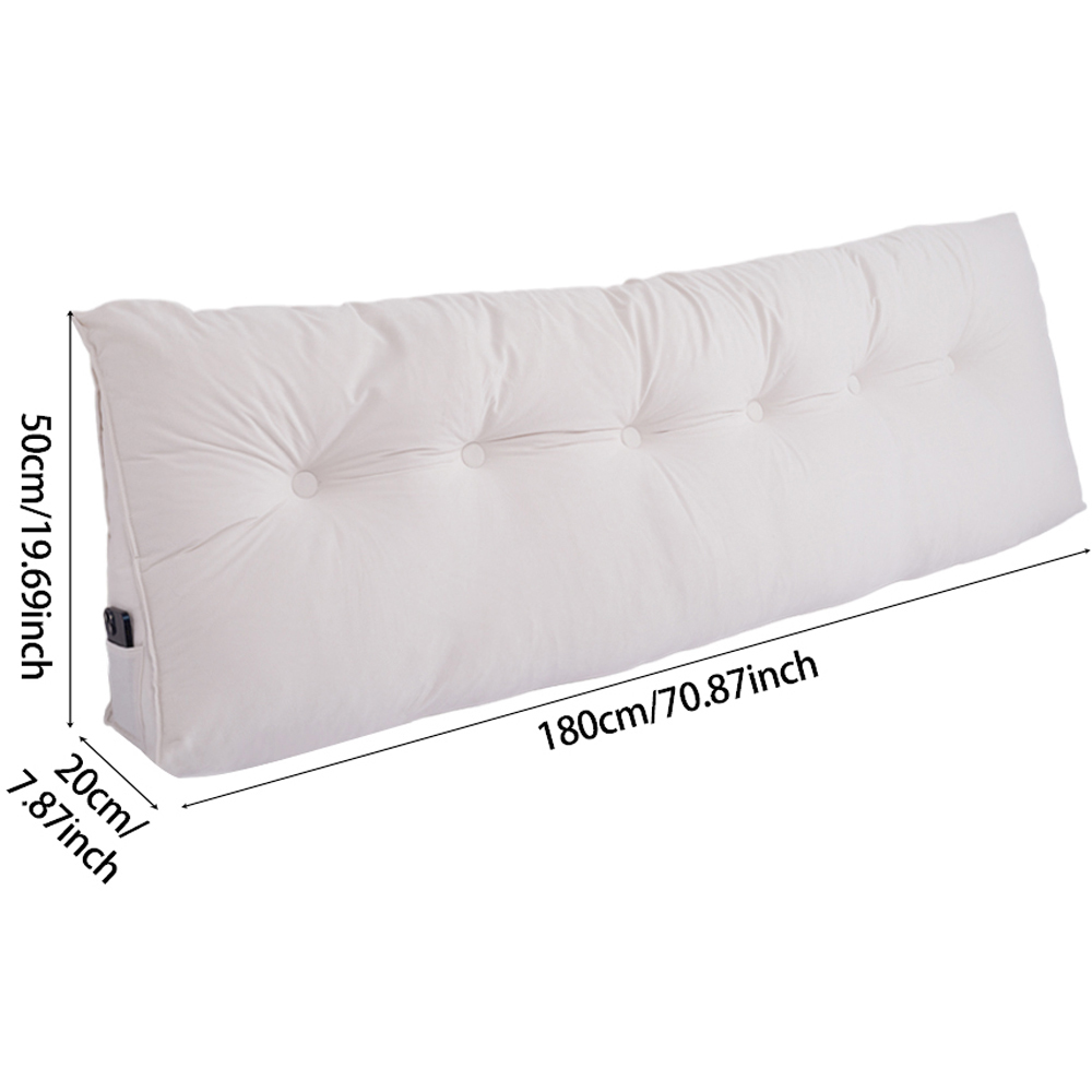 Living and Home White Chenille Wedge Headboard Pillow with Side Pocket 180 x 50cm Image 8