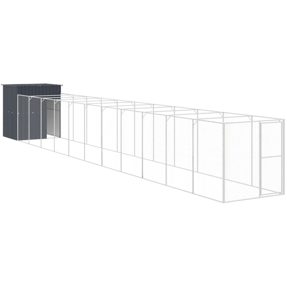 vidaXL Anthracite Steel Kennel with Run 165 x 1271 x 181cm Image 4