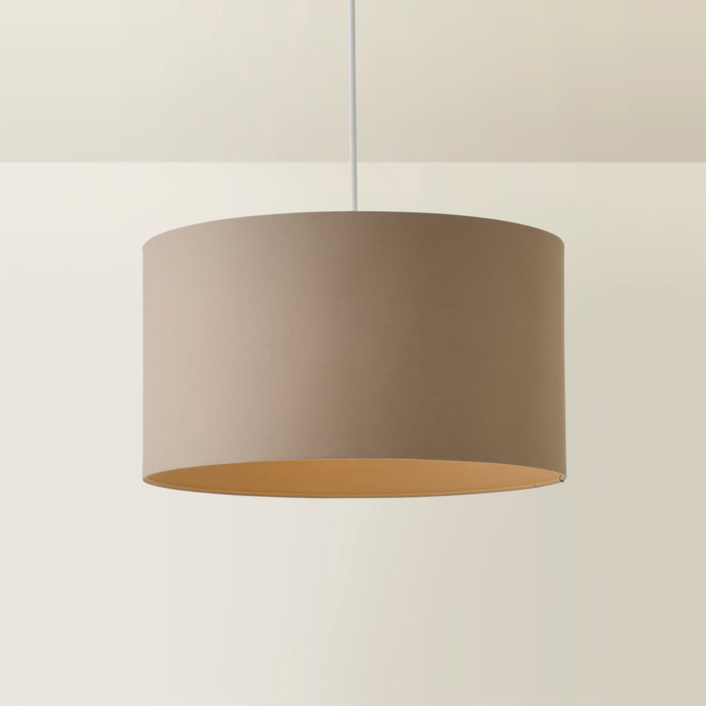 ValueLights Reni Taupe Fabric Large Drum Ceiling Lamp Shade Image 5