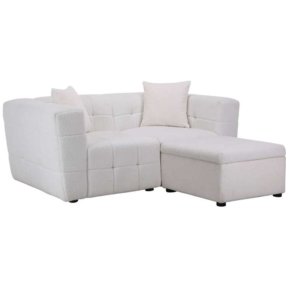 Birlea Milo 2 Seater White Sofa with Ottoman Footstool Image 2