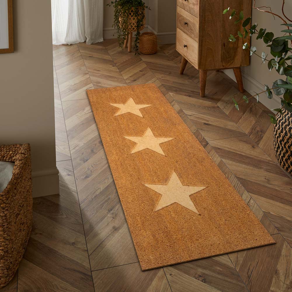 Astley Natural Embossed 3 Stars Coir Doormat 40 x 120cm Image 2